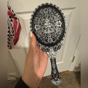 Handmade Gothic black and silver embellished hand Mirror
